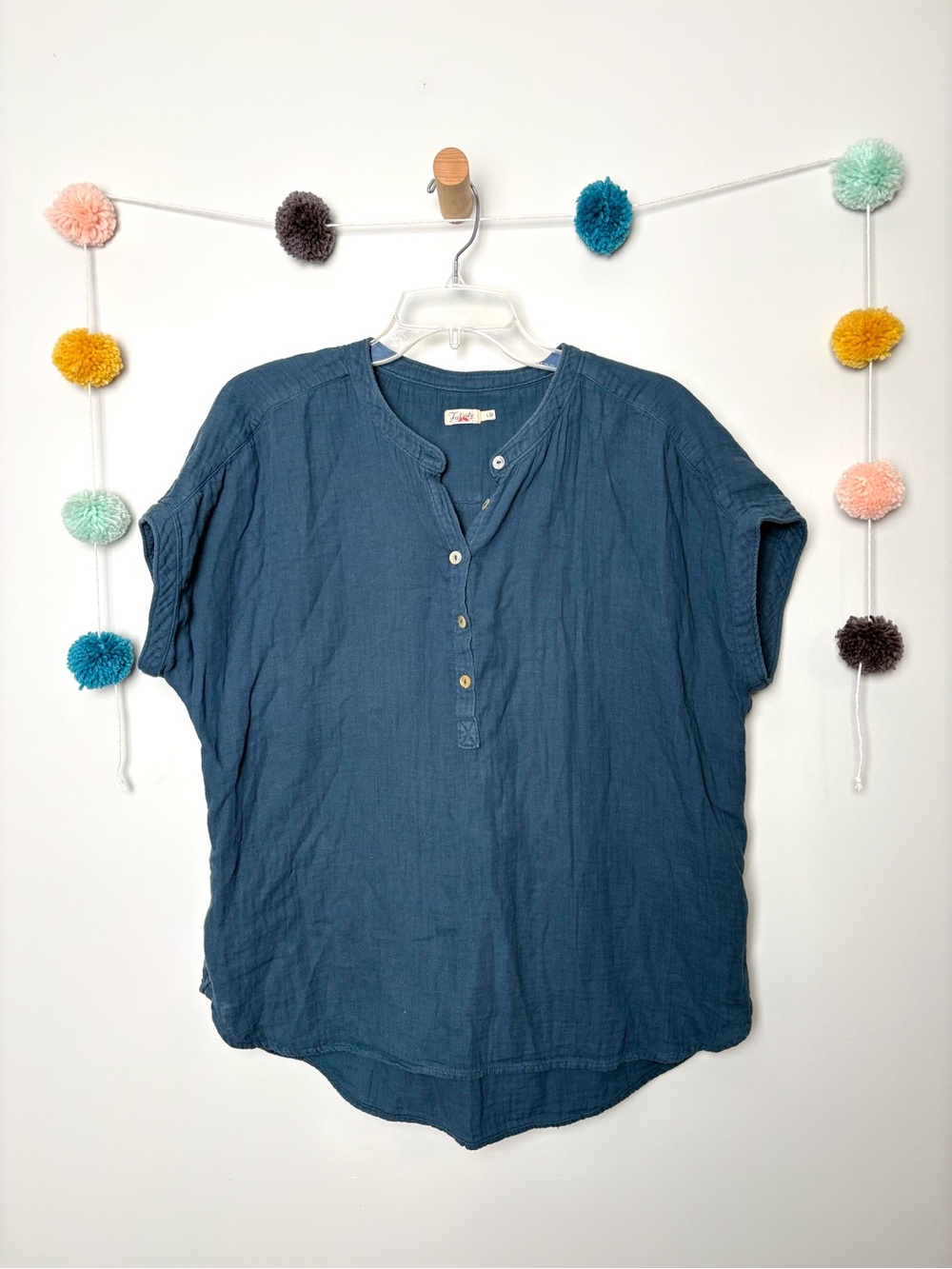 Faherty Dream Cotton Desmond Gauze Navy Top